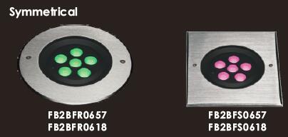 Φως Inground των ασυμμετρικών οδηγήσεων FC2BFR0657 FC2BFS0657 6 * 2W με την τετραγωνική μπροστινή κάλυψη ανοξείδωτου 173 * 173mm SUS316 1