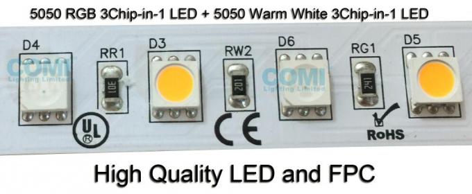 24V φω'τα 72 λουρίδων των RGB + θερμών άσπρων εύκαμπτων οδηγήσεων cOem LEDs/Μ/ODM αποδεκτοί 1