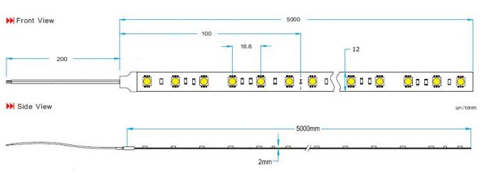 Η κατηγορία Α μια εύκαμπτη λουρίδα των οδηγήσεων ανάβει σε χλωμό - κίτρινα 3500 - 4000K CRI 80 14.4W/Μ 0