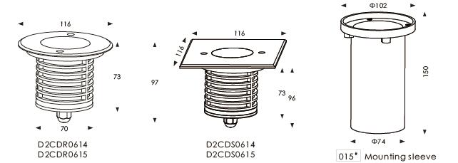 D2CDR0614 D2CDR0615 24V ή 110~240V ομαλός λαμπτήρας 1.2W 1.8W υπαίθριο εκτιμημένο IP67 Inground των οδηγήσεων παραγωγής SMD επιφάνειας ελαφρύς 2
