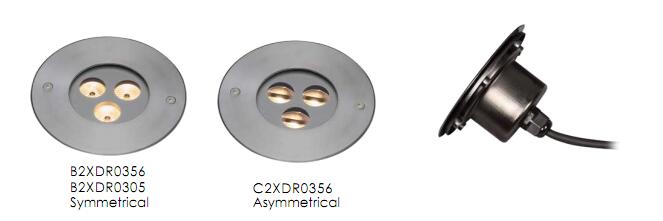 C2XDR0356, C2XDR0305 3 * 1W ή Inground Uplight των ασυμμετρικών οδηγήσεων 2W φιαγμένο από ανοξείδωτο SUS 316 1